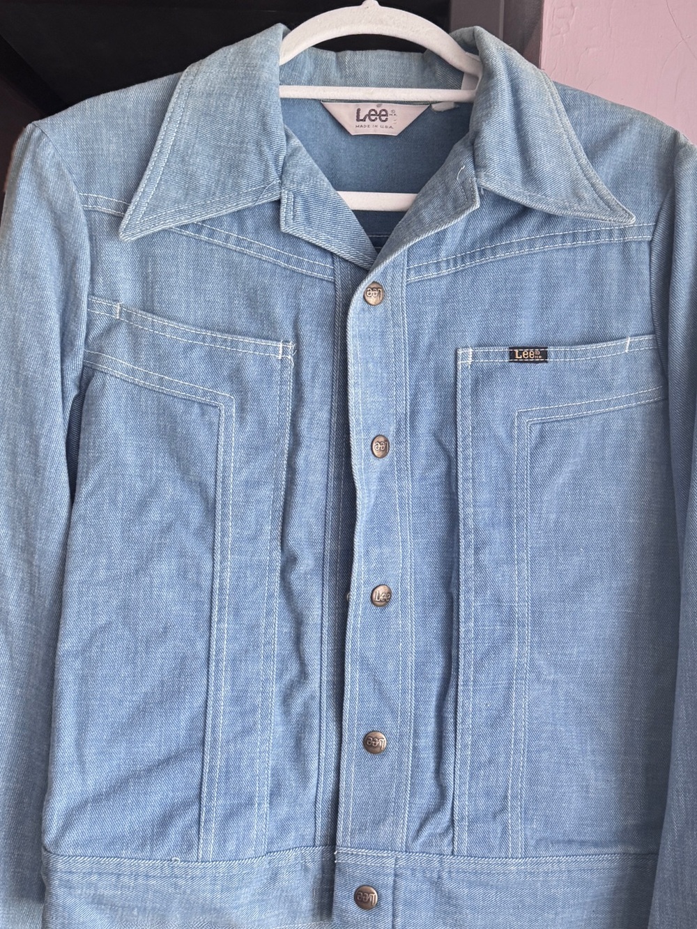 DEADSTOCK 1970 LEE Denim Jean Shirt-Jacket w/Dagger Collar "NOS" + ORIGINAL TAG - Picture 4 of 16